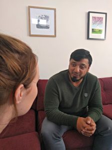 Peer support worker at Haven offers one-to-one support.