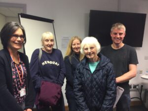 The Bunton family, Chandelle, Shelly and Philip, receive help for mum Susan from Bev Burne (left) of Community Links
