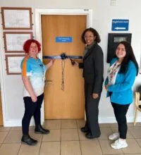 Photo of Therese Patten opening the new wellbeing space.