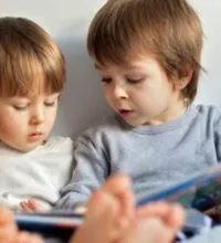 Two children talking