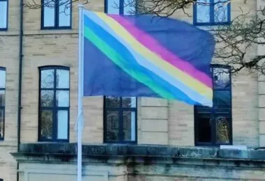 New Mill pride flag close up