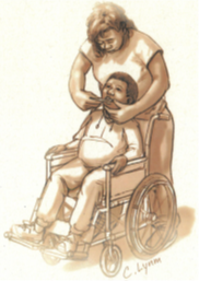 An image showing how to brush teeth with the person seated in a wheelchair