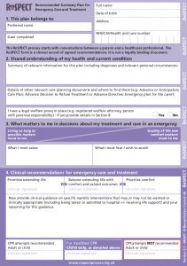 Image of the ReSPECT form