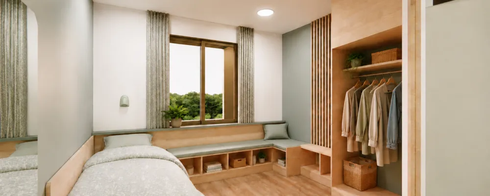 Artist's impression of what a bedroom on the new wards could look like.