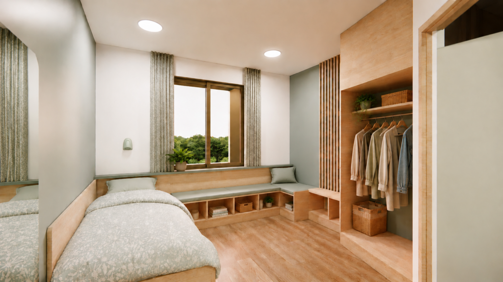 Artist's impression of what a bedroom on the new wards could look like.