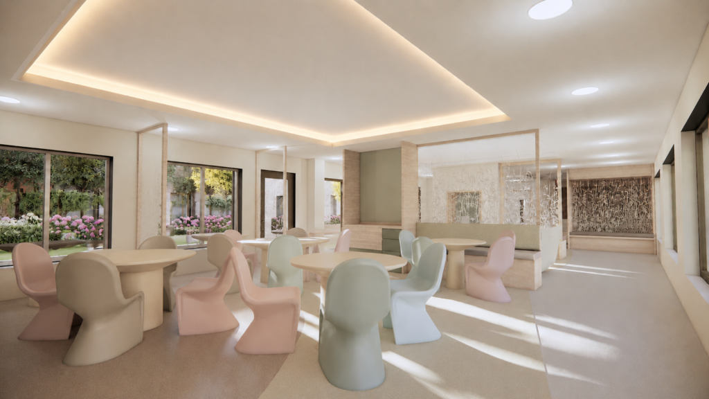 Artist's impression of what a communal area on the new wards could look like.