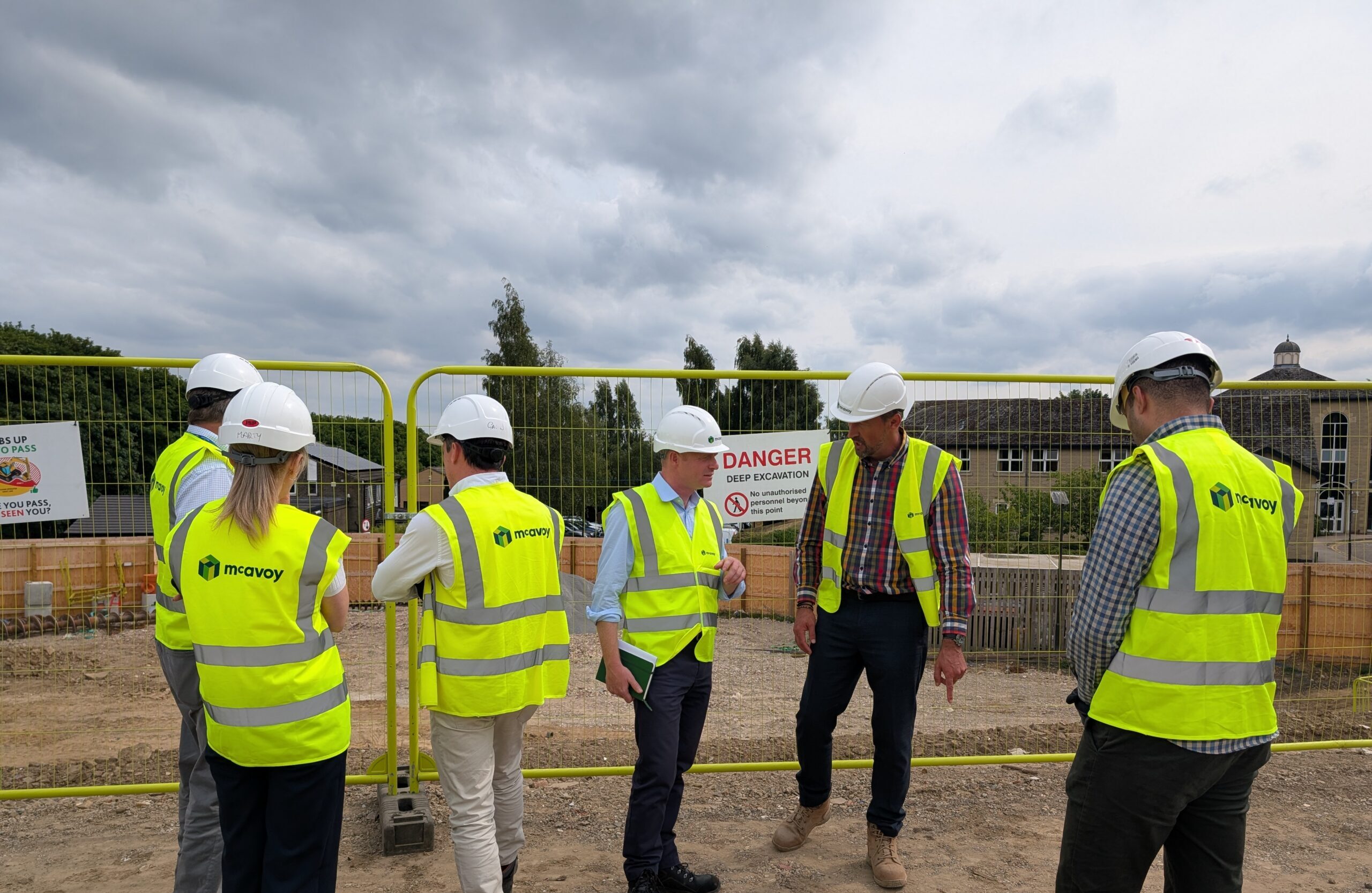 Robbie Moore pictured on the construction site at Lynfield Mount Hospital with members of the project redevelopment team.