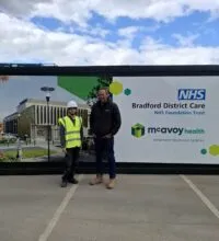 Work experience student with contractor on the Lynfield Mount Hospital redevelopment site