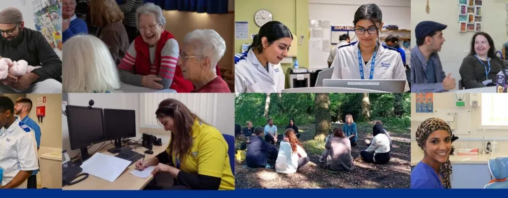Collage of images representing staff members and people accessing Trust services